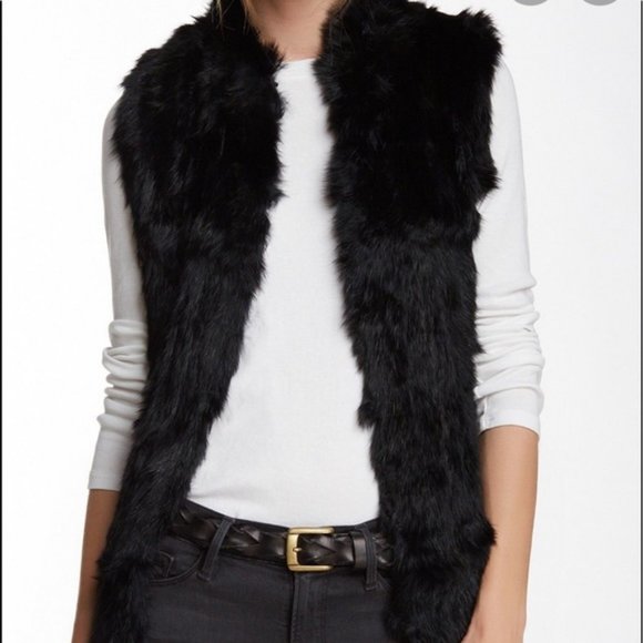 Love Token Jackets & Blazers - SALE!  LOVE TOKEN GENUINE BLACK REAL RABBIT FUR VEST